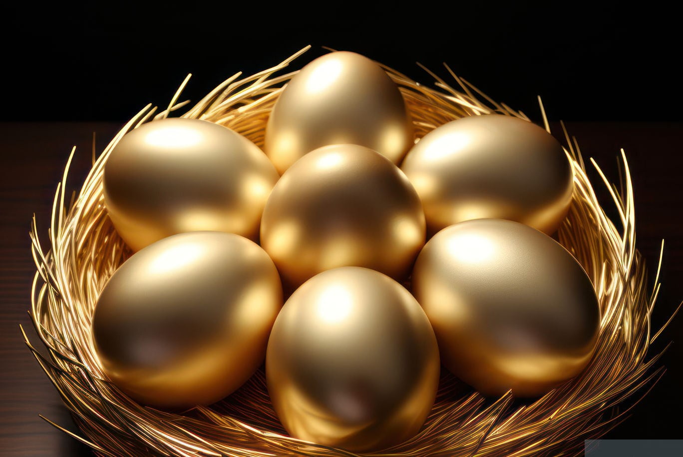 Golden Eggs in Basket